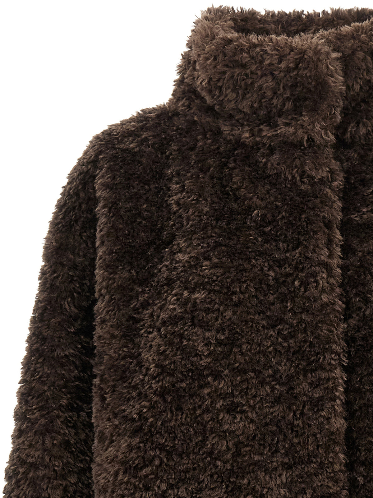 Brown Polyester Full-Length Jacket