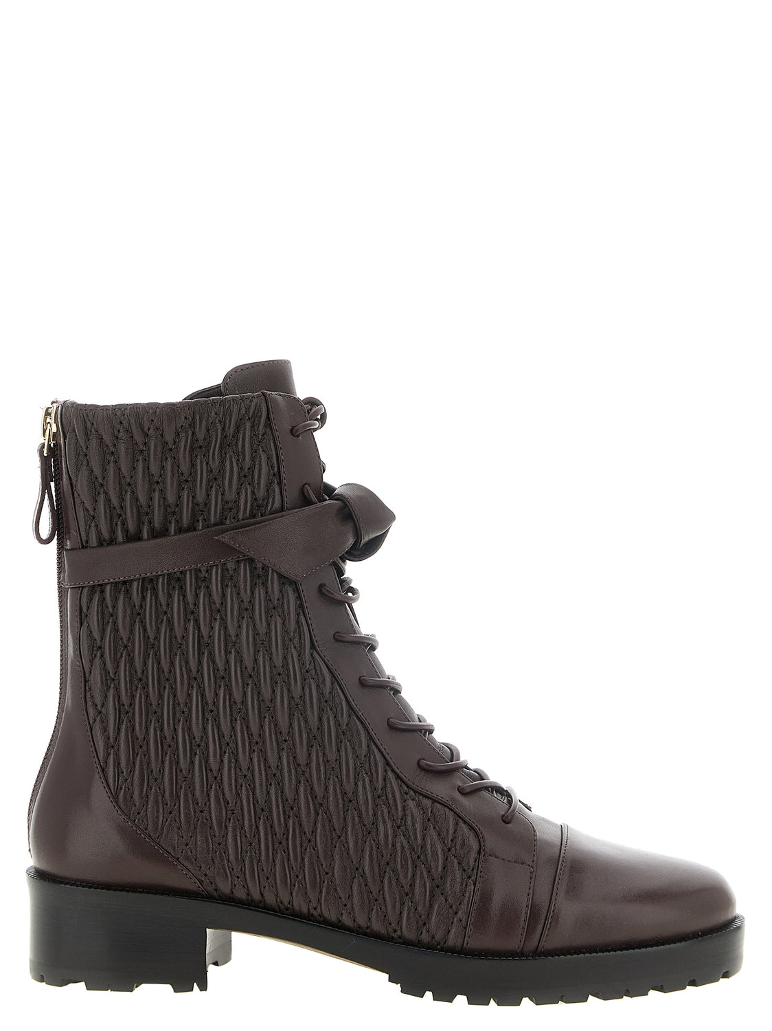 Purple Calfskin Lace-Up Boots