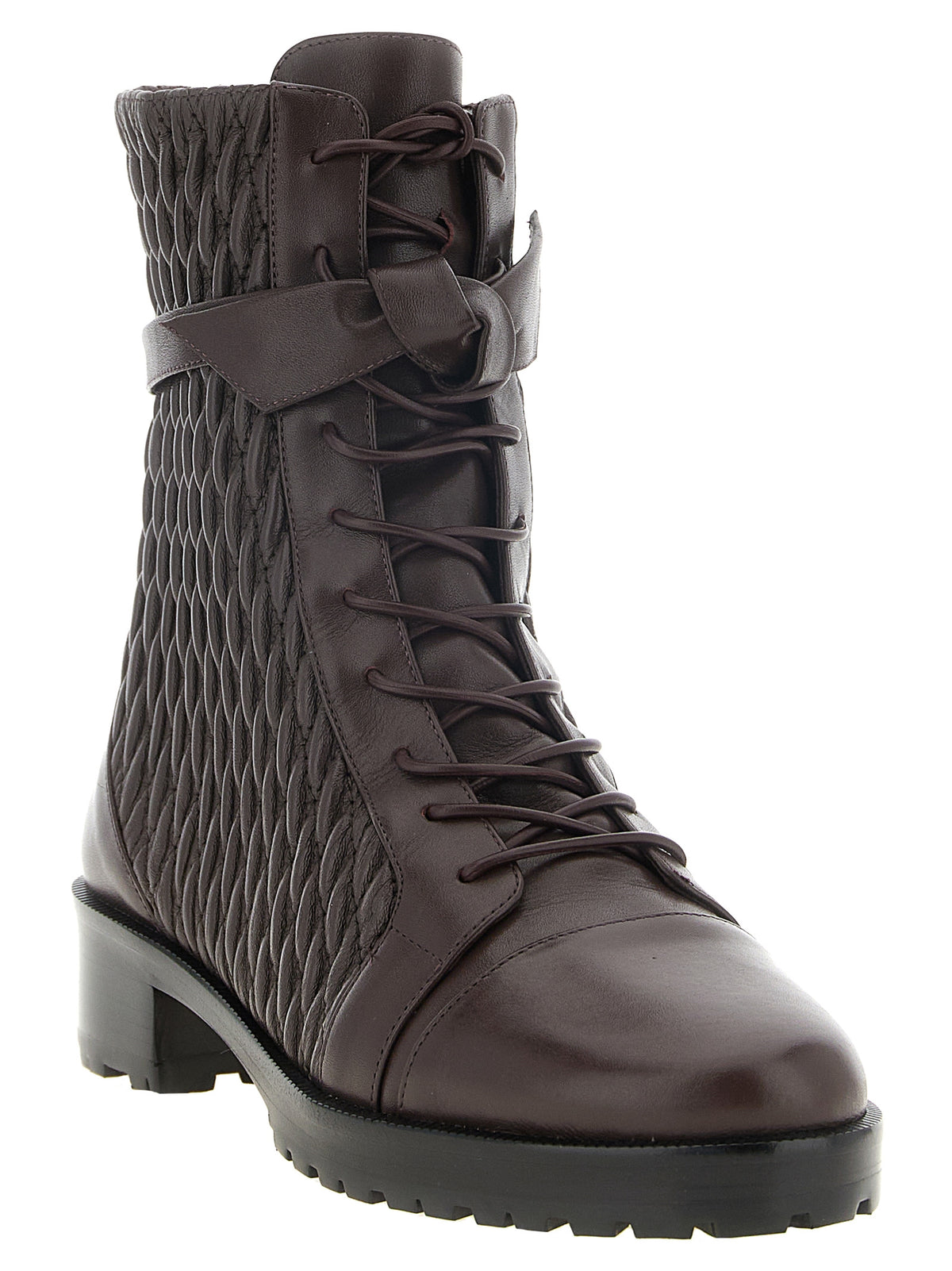 Purple Calfskin Lace-Up Boots
