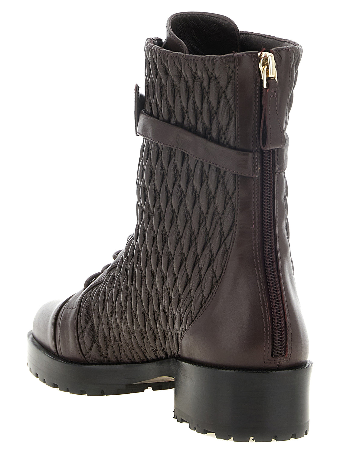 Purple Calfskin Lace-Up Boots