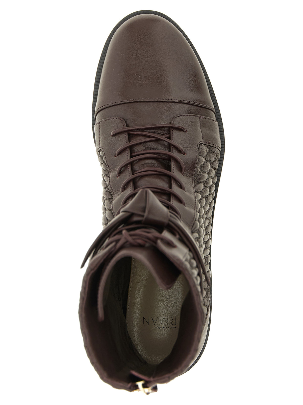 Purple Calfskin Lace-Up Boots