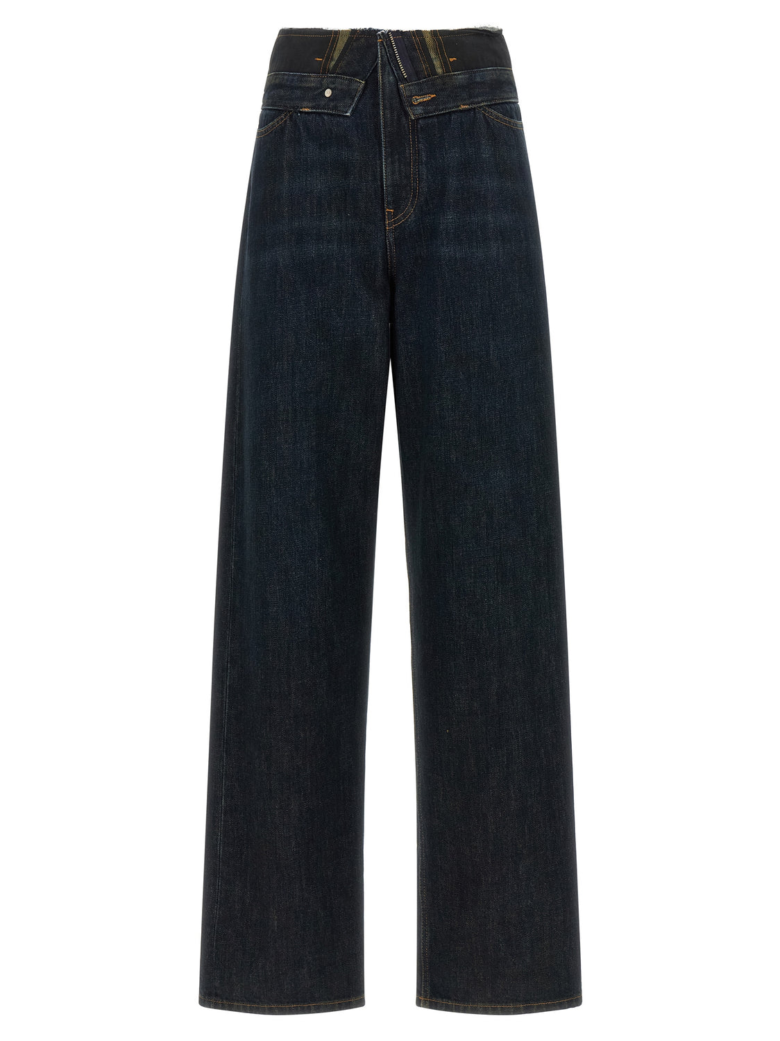 Blue Cotton High-Waisted Jean