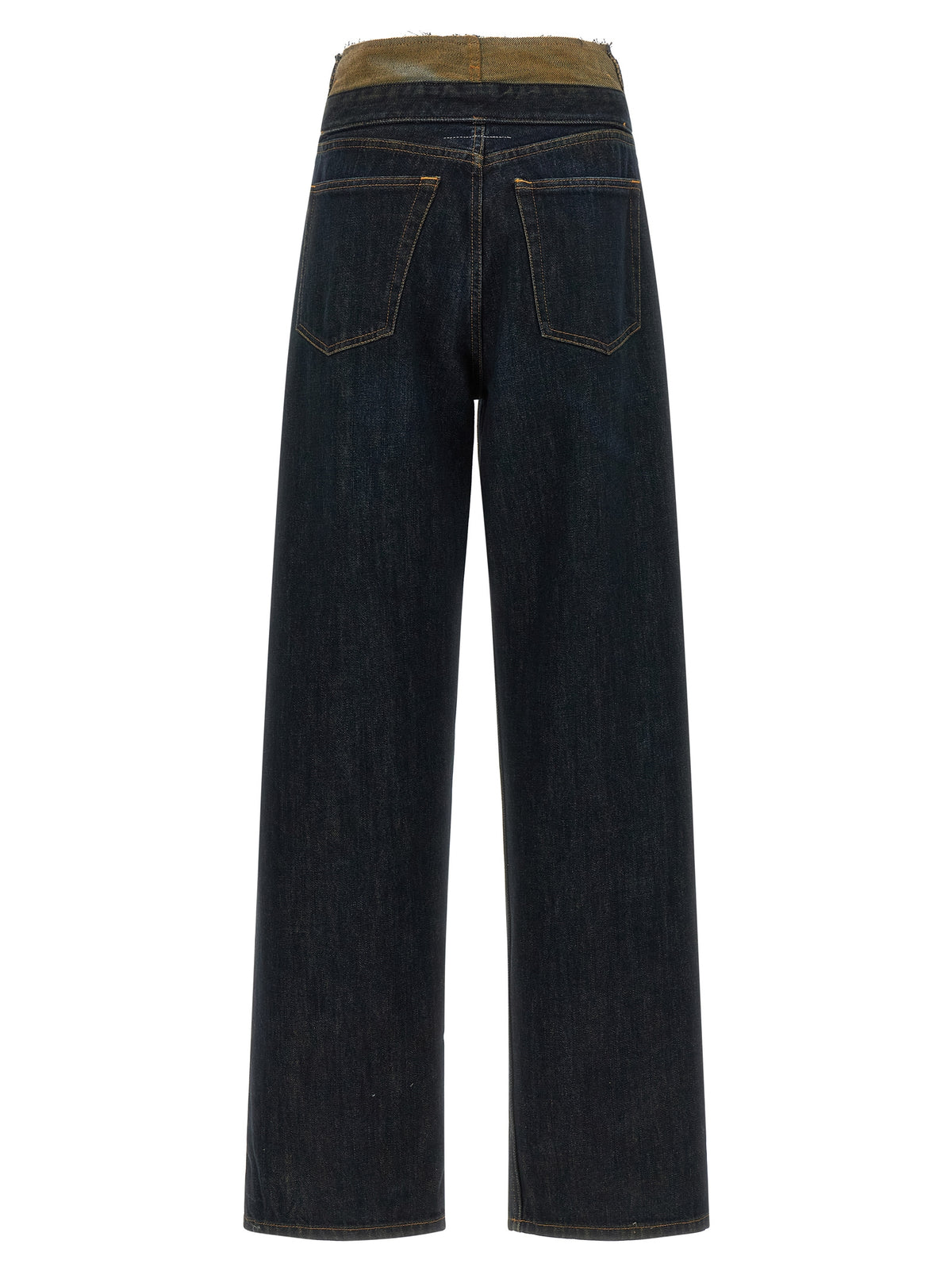 Blue Cotton High-Waisted Jean