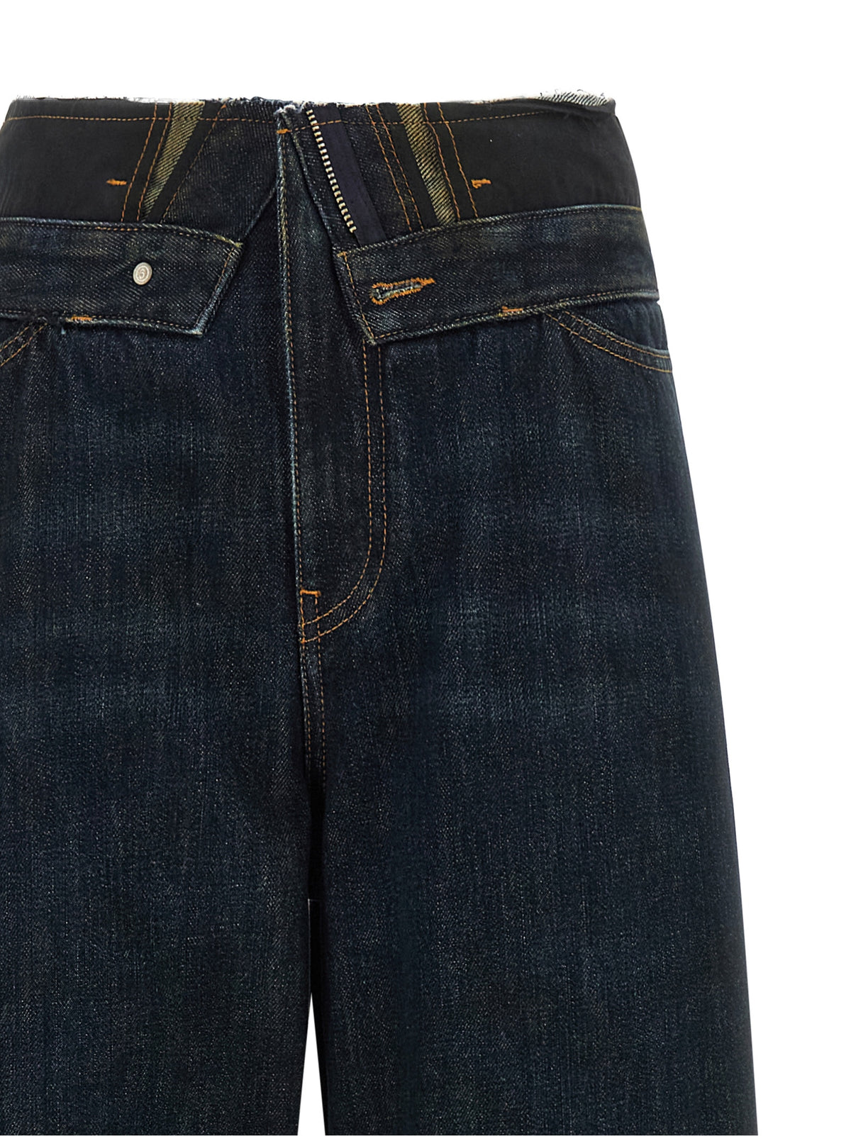 Blue Cotton High-Waisted Jean