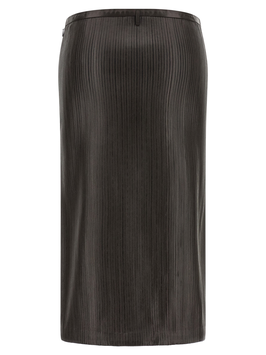 Brown Lamb Leather Midi Skirt