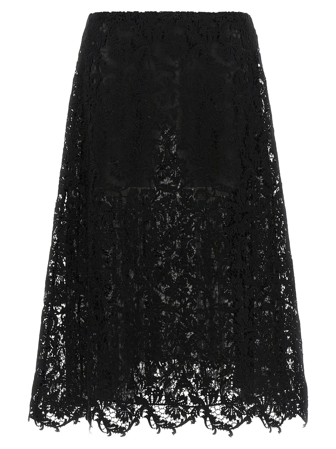 Black Cotton Midi Skirt