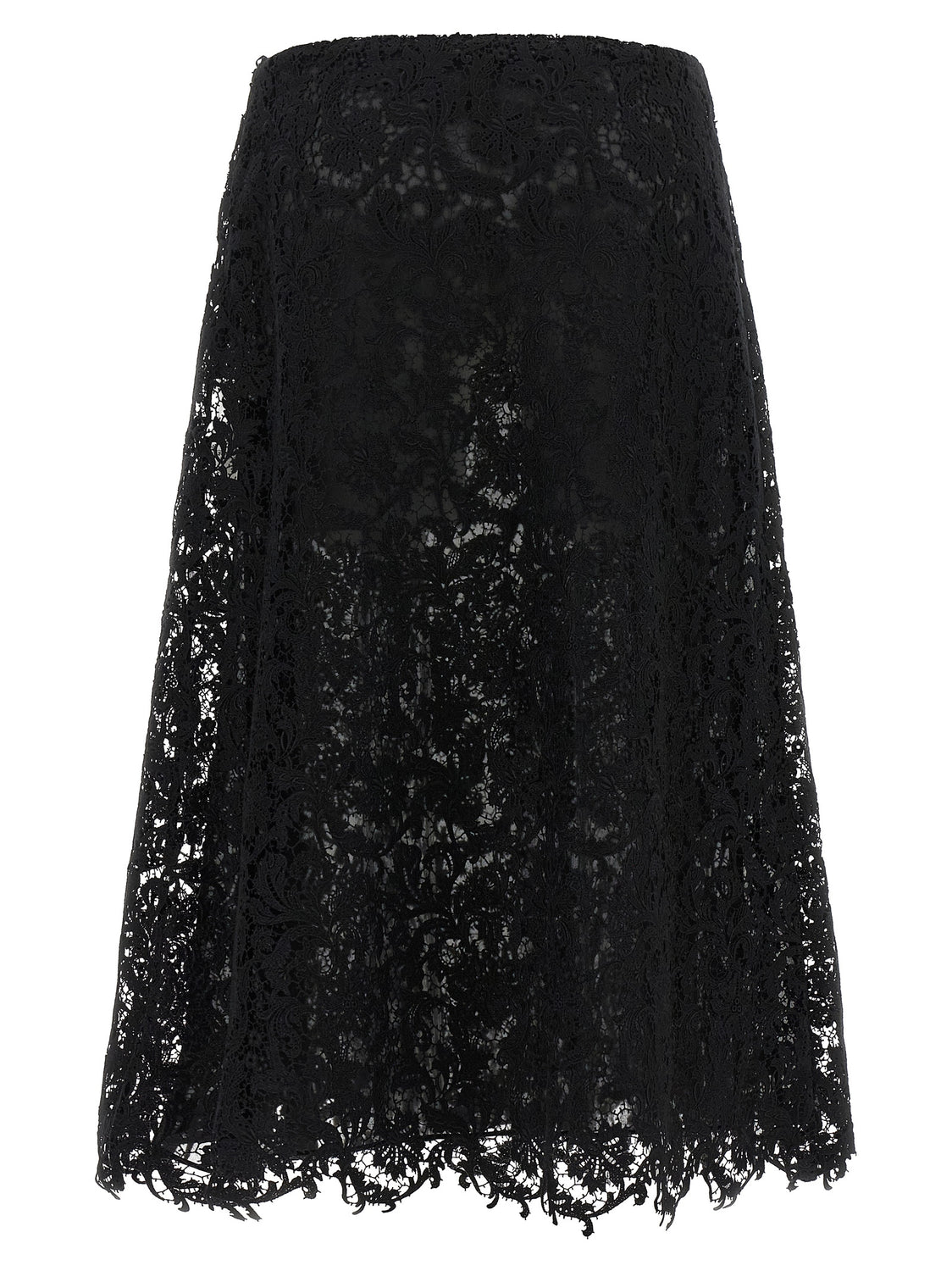 Black Cotton Midi Skirt