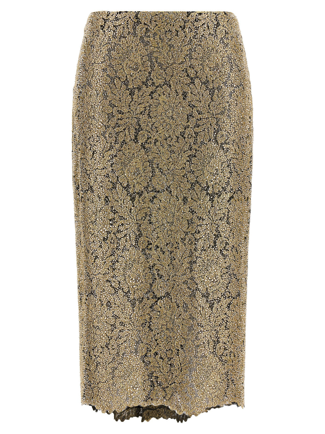 Gold Polyester Midi Skirt