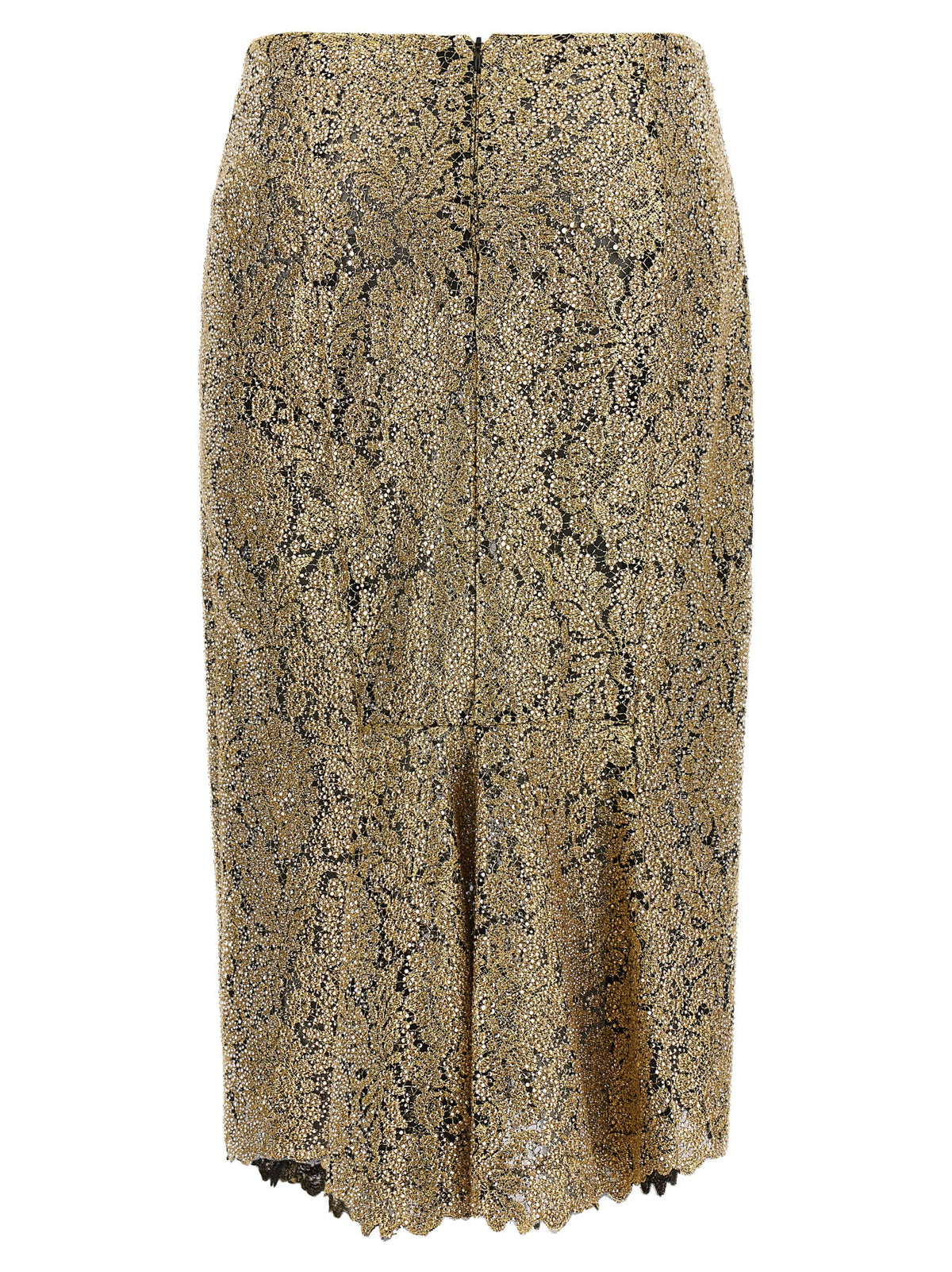 Gold Polyester Midi Skirt