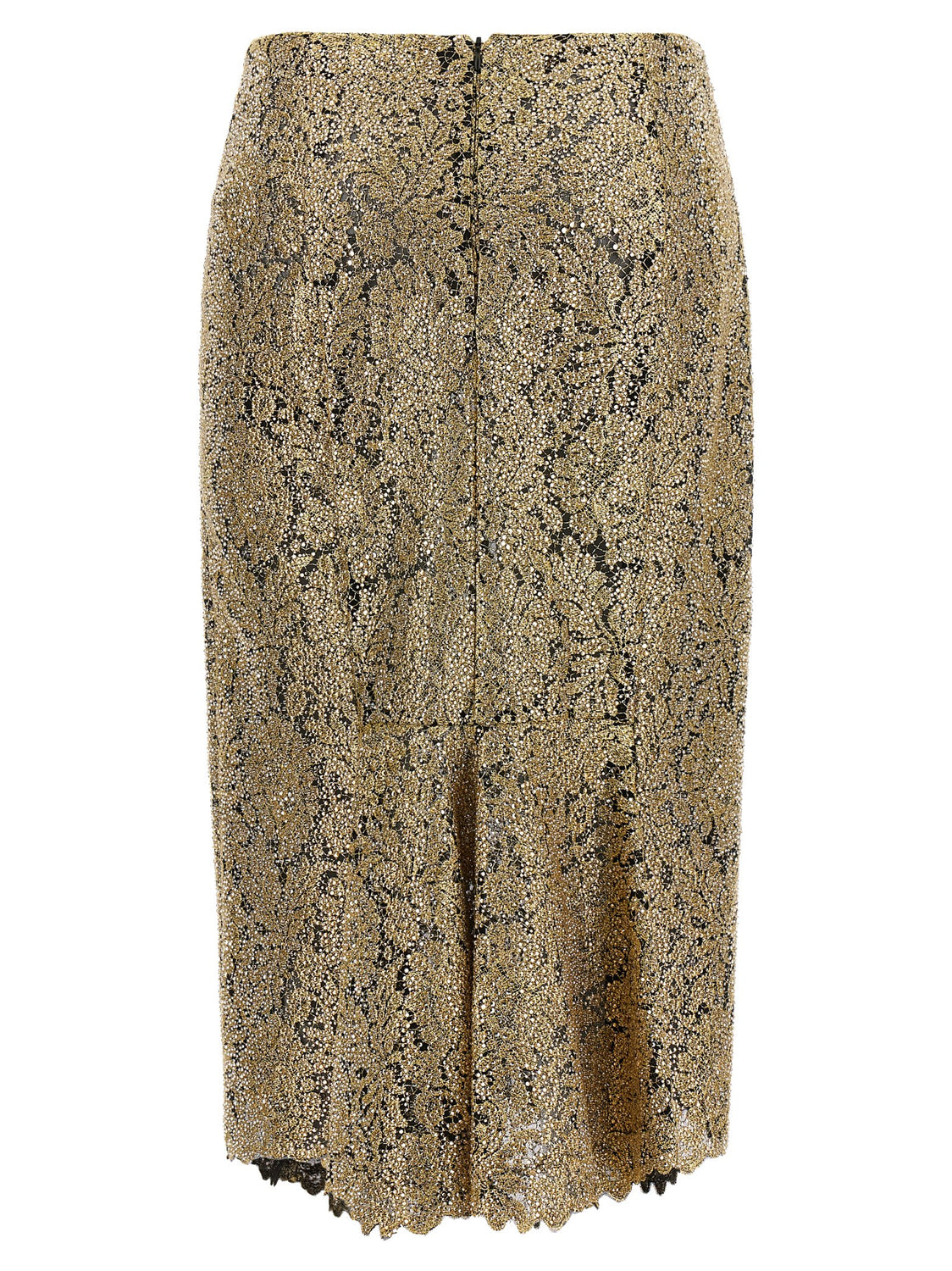 Gold Polyester Midi Skirt