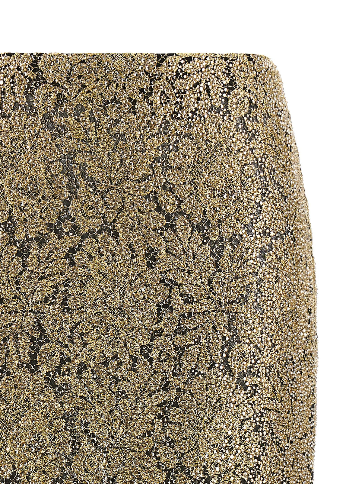 Gold Polyester Midi Skirt