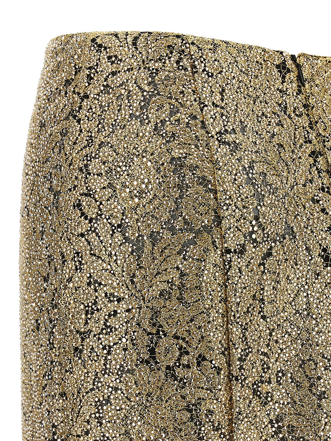 Gold Polyester Midi Skirt