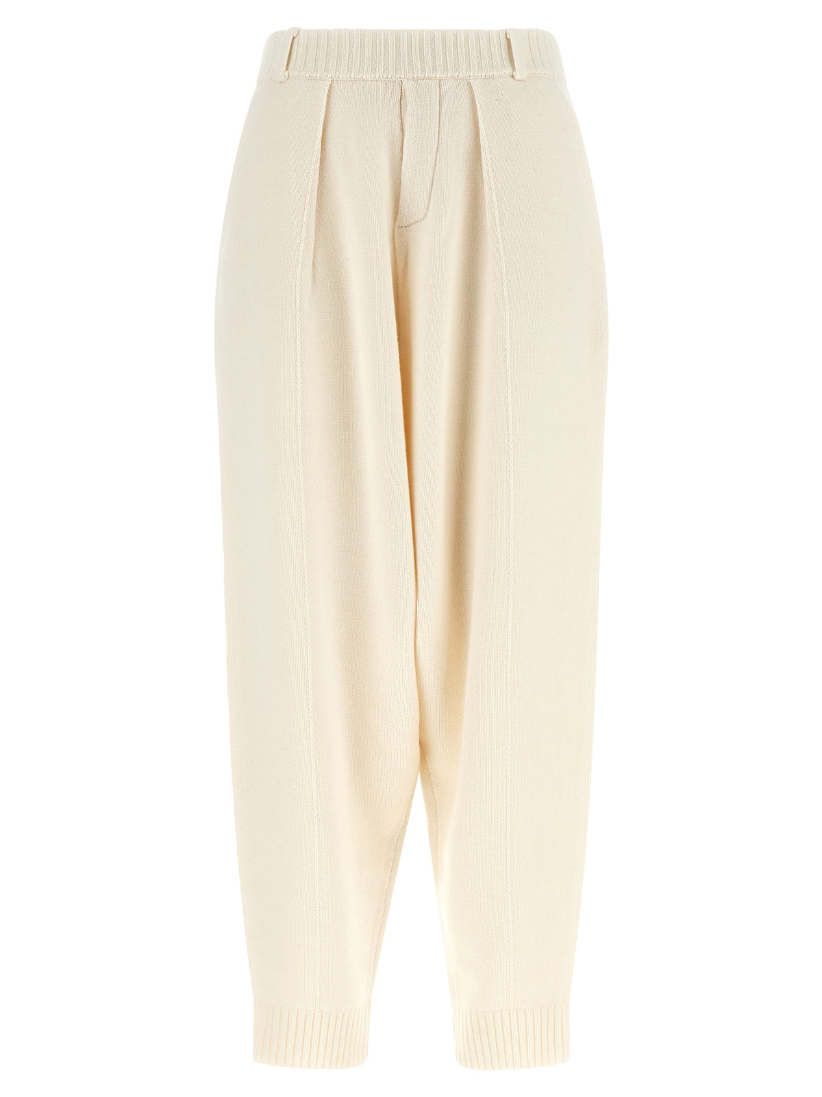 White Wool Casual Pants