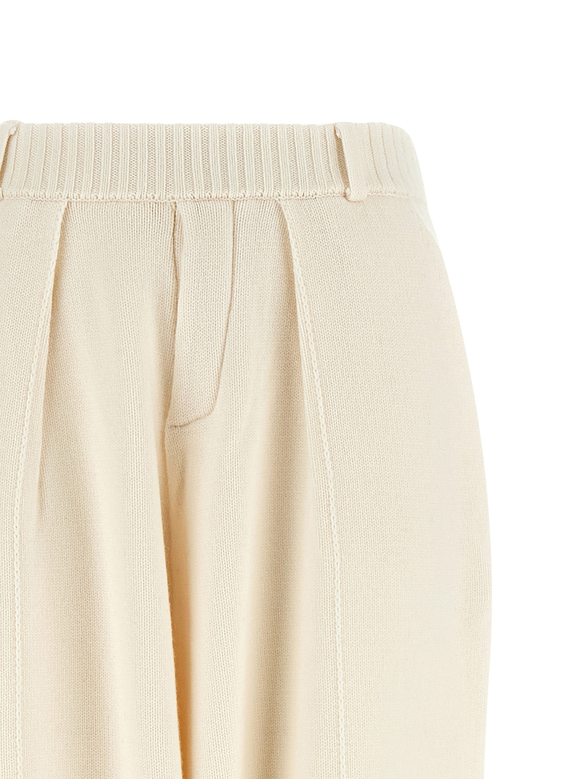 White Wool Casual Pants