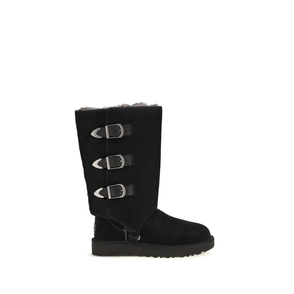 Black Suede Leather Lace-Up Boots