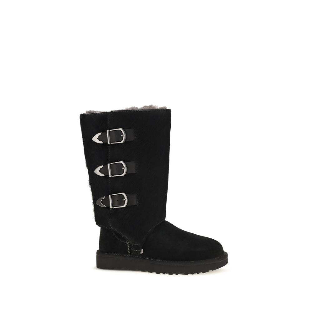 Black Suede Leather Lace-Up Boots