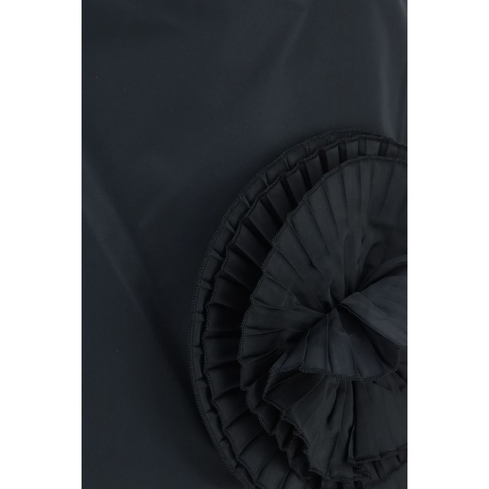 Black Polyester Mini Skirt
