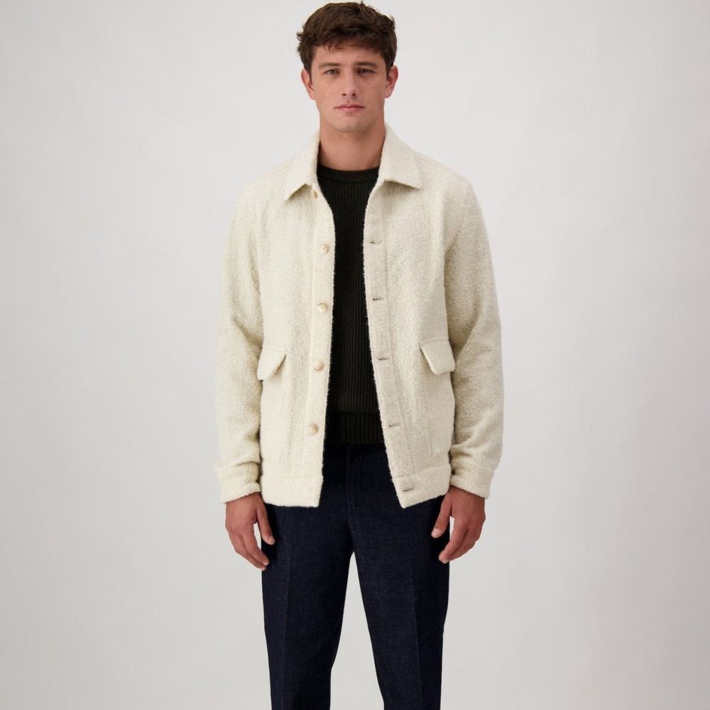 Beige Virgin Wool Full-Length Jacket