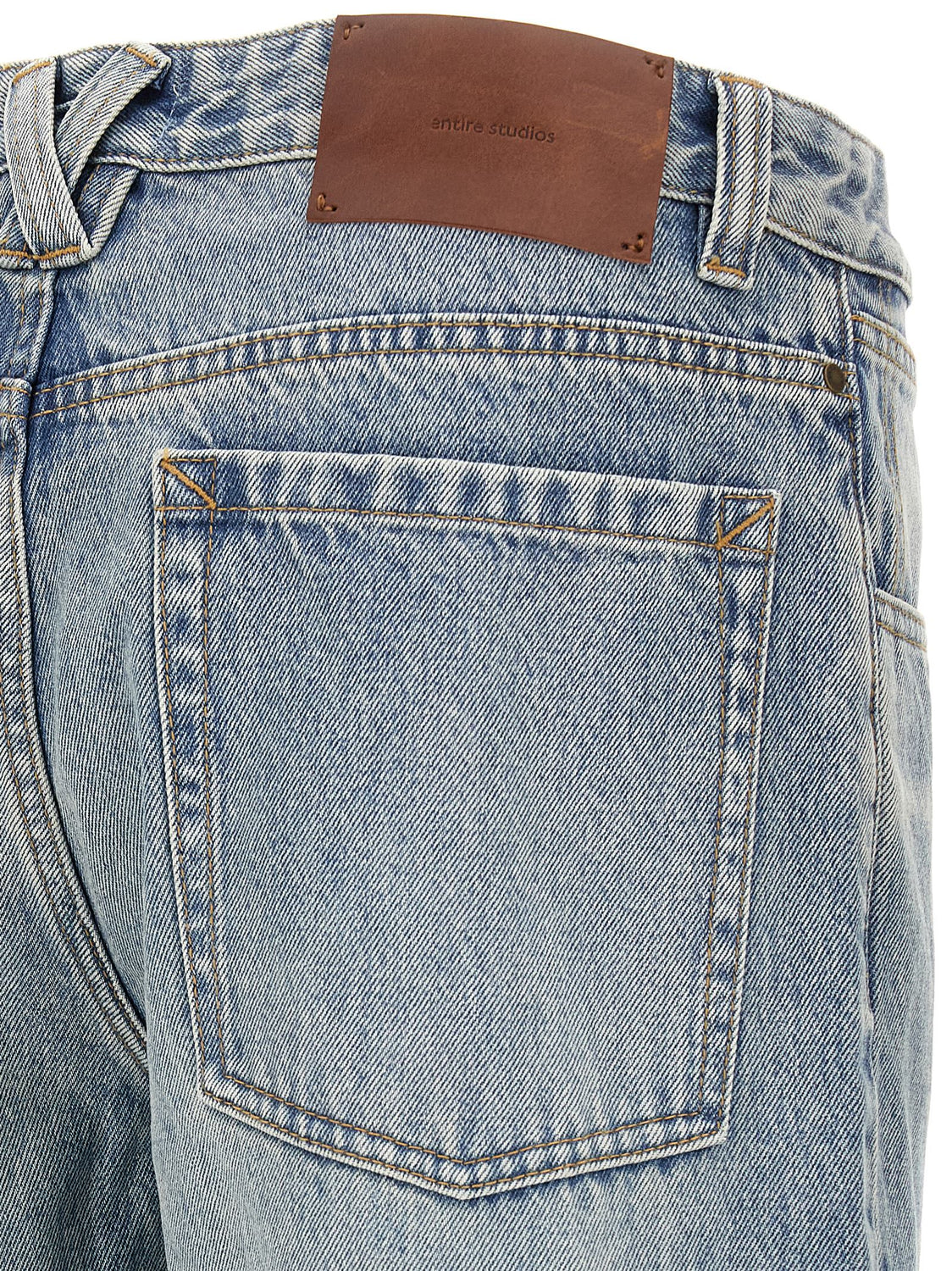Blue Cotton Straight-Leg Jeans