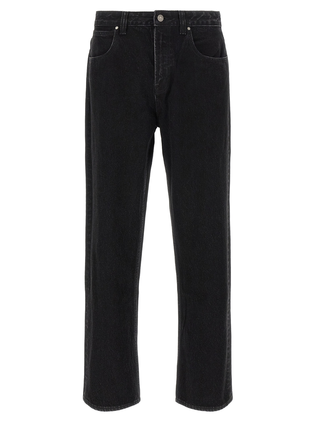 Black Cotton Straight-Leg Jeans