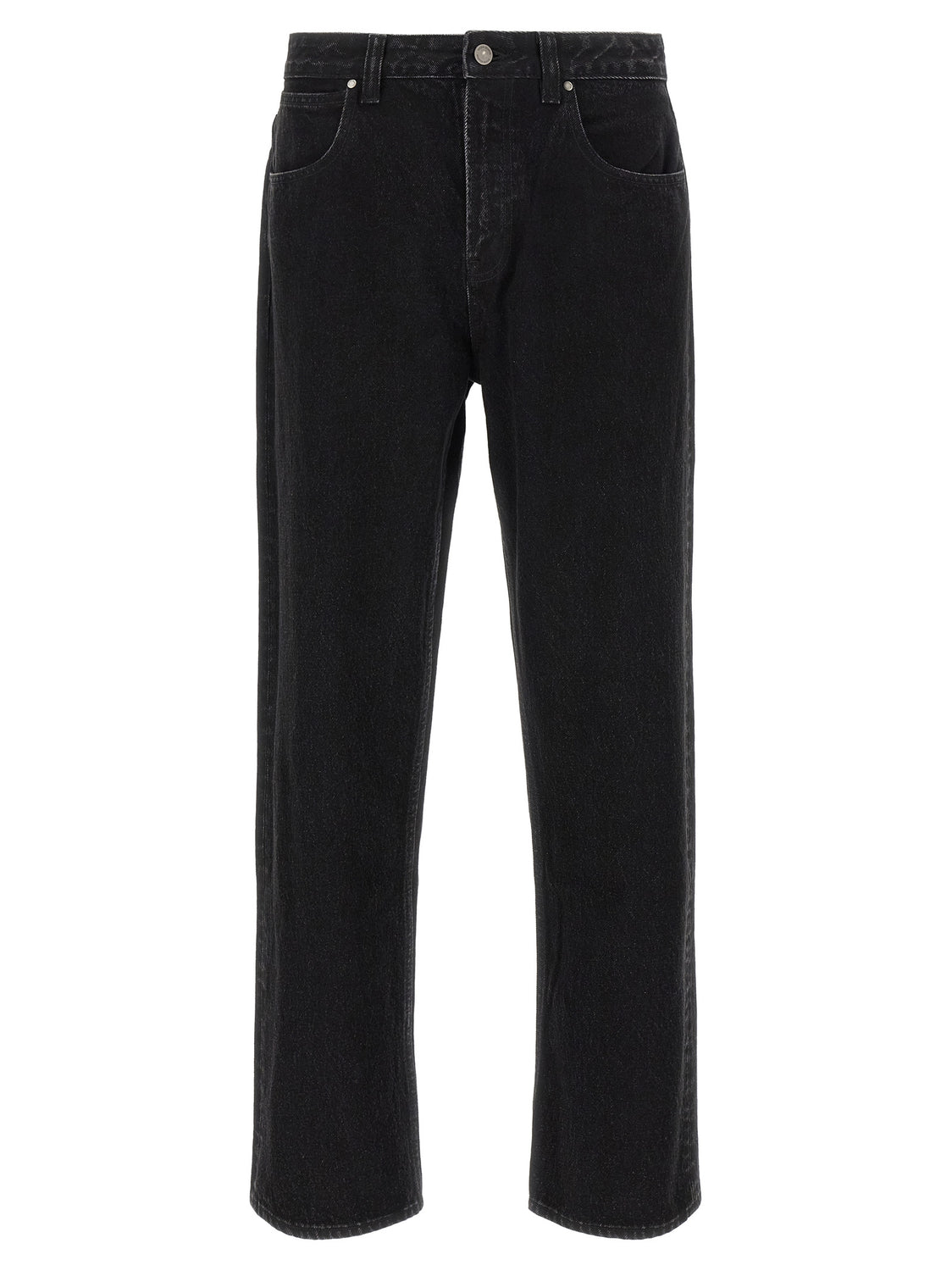 Black Cotton Straight-Leg Jeans