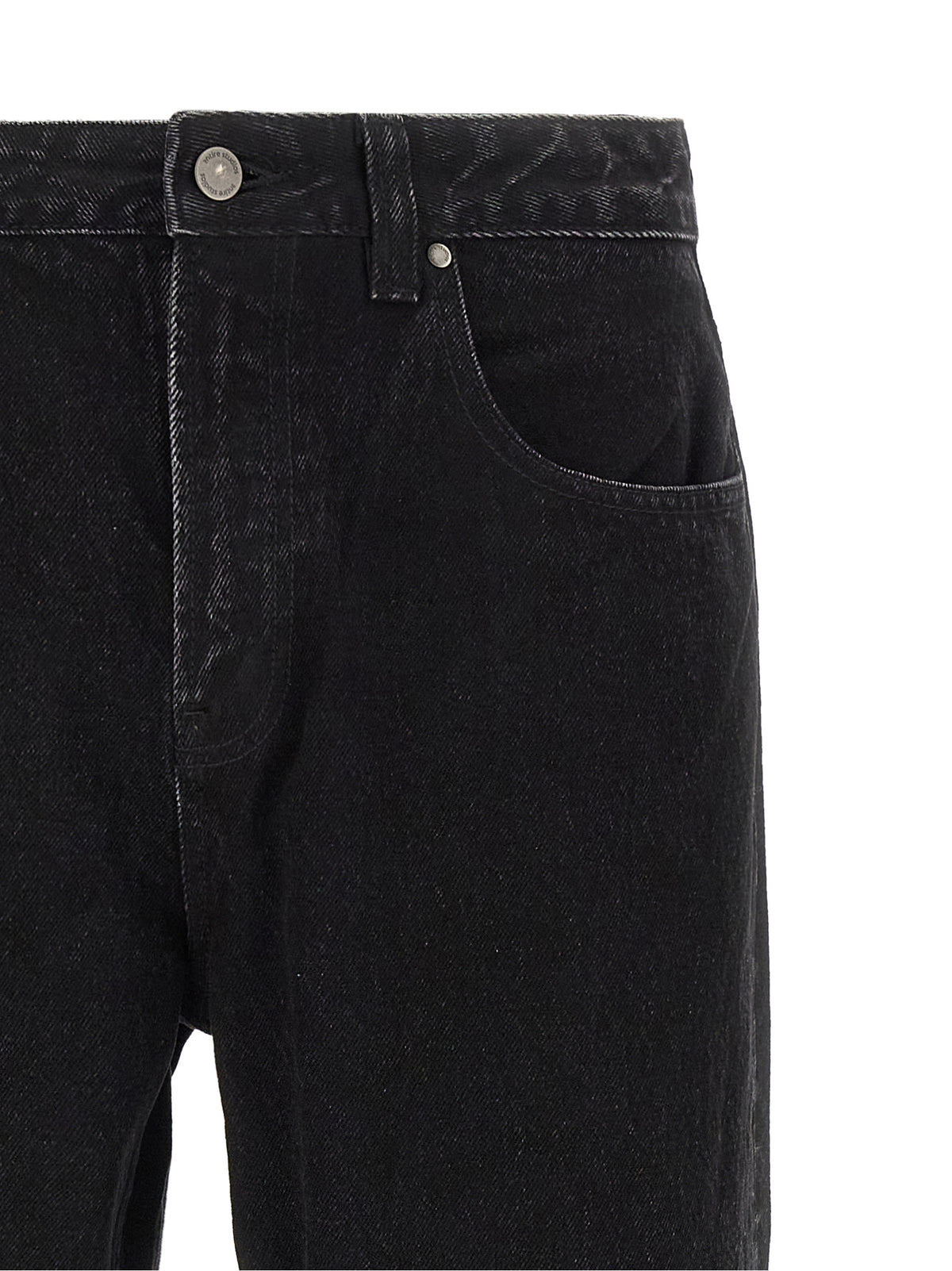 Black Cotton Straight-Leg Jeans