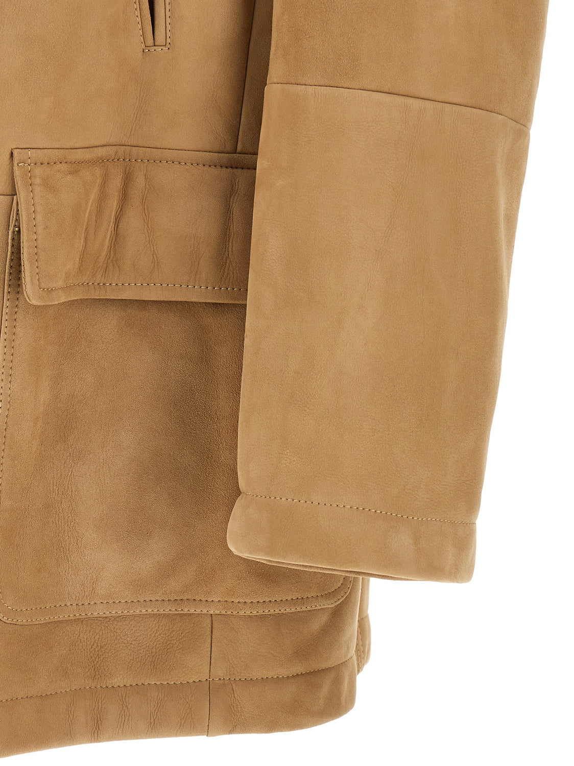 Beige Lamb Leather Leather Jacket