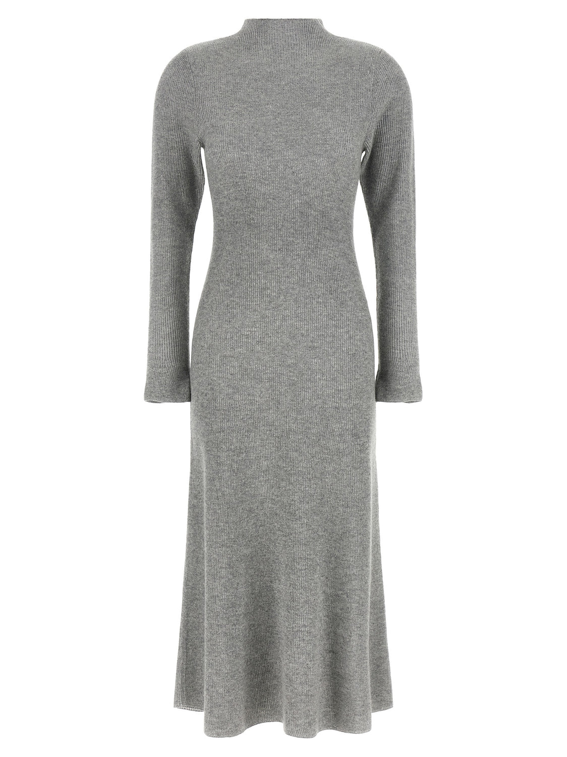 Gray Virgin Wool Midi Dress