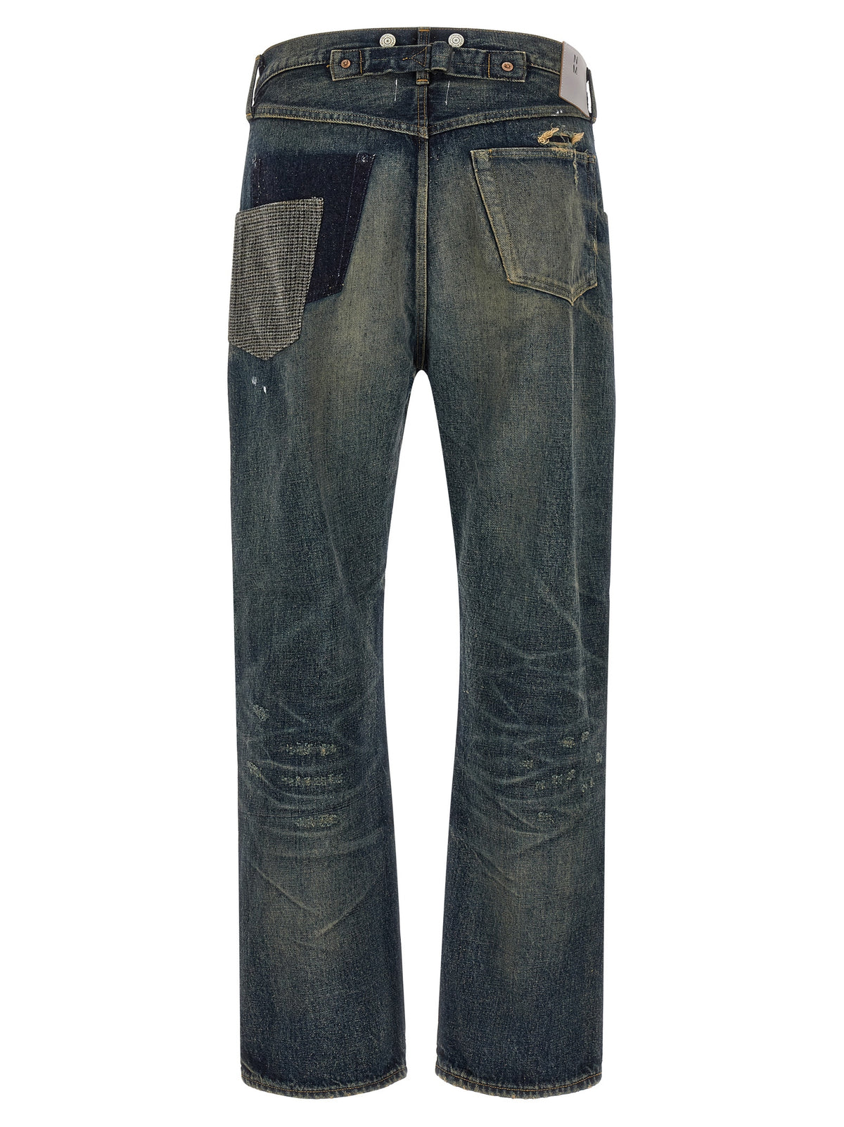 Blue Cotton Straight-Leg Jeans