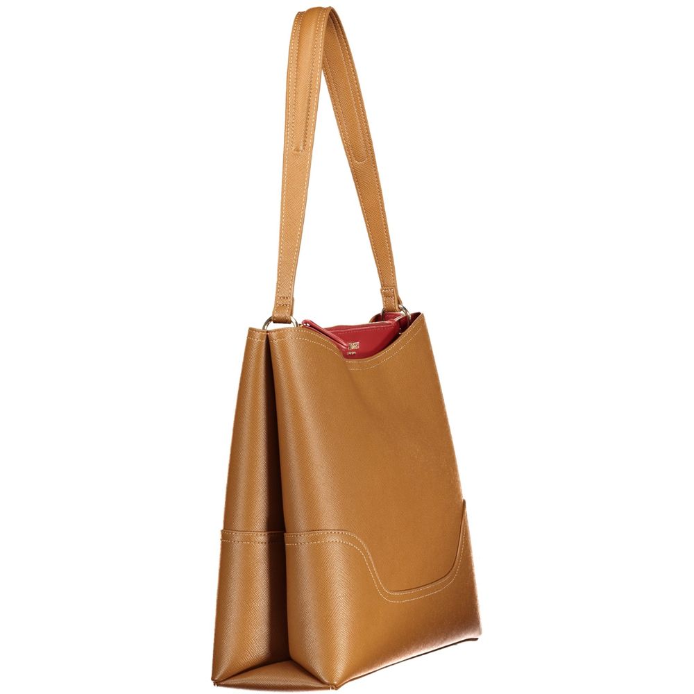 Brown Polyurethane Women's Bag