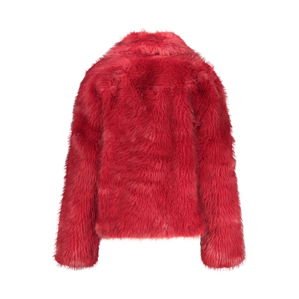 Red Polyester Full-Length Jacket