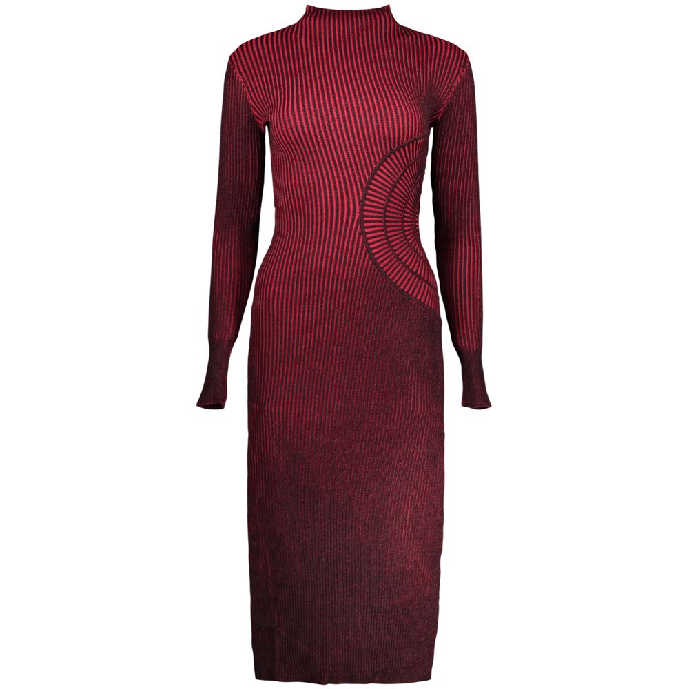 Red Polyester Casual Dress