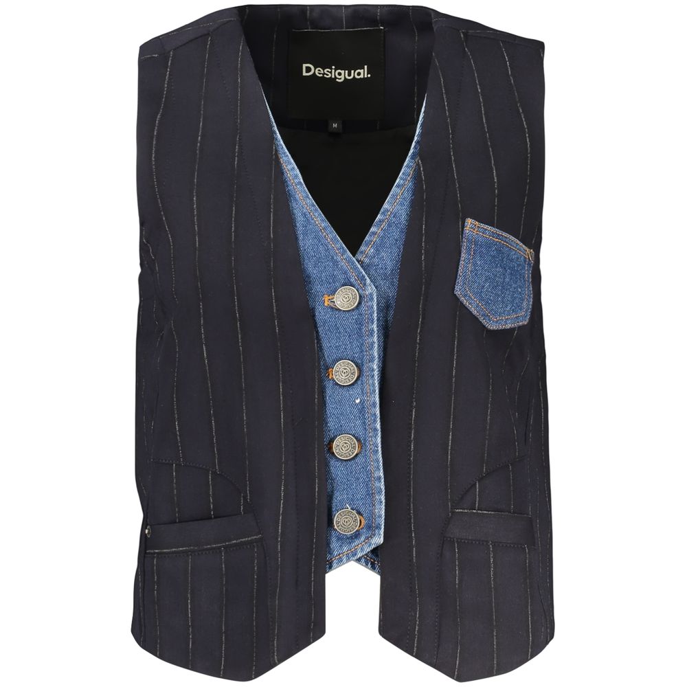 Blue Polyester Women's Vest