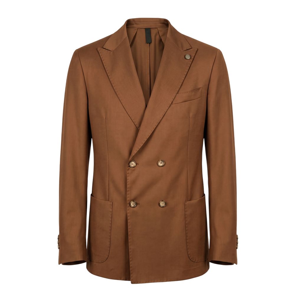 Brown Viscose Men Jacket