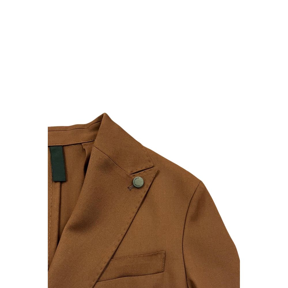 Brown Viscose Men Jacket