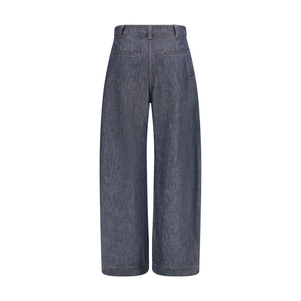 Blue Cotton High-Waisted Jean