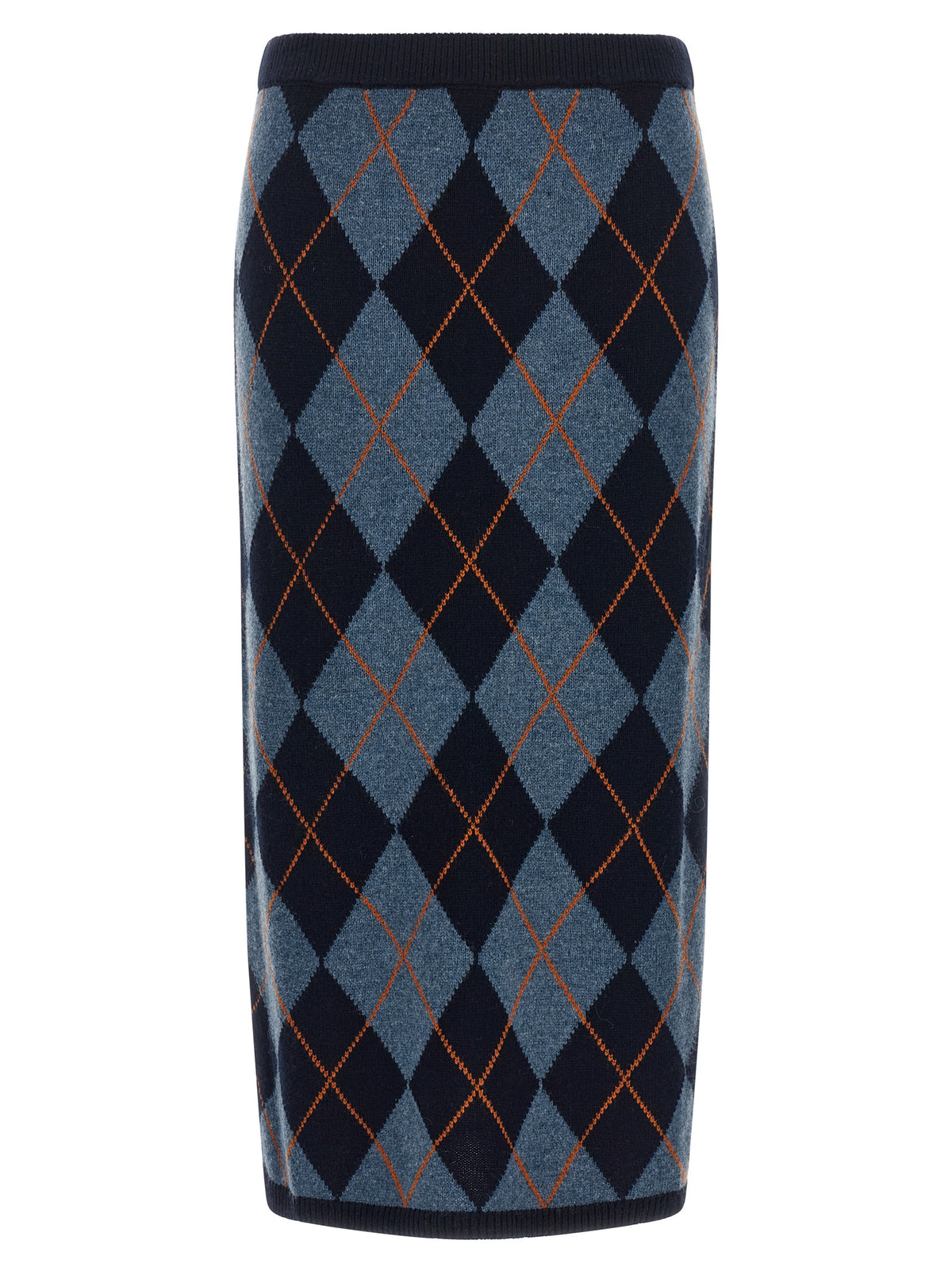 Blue Viscose Midi Skirt