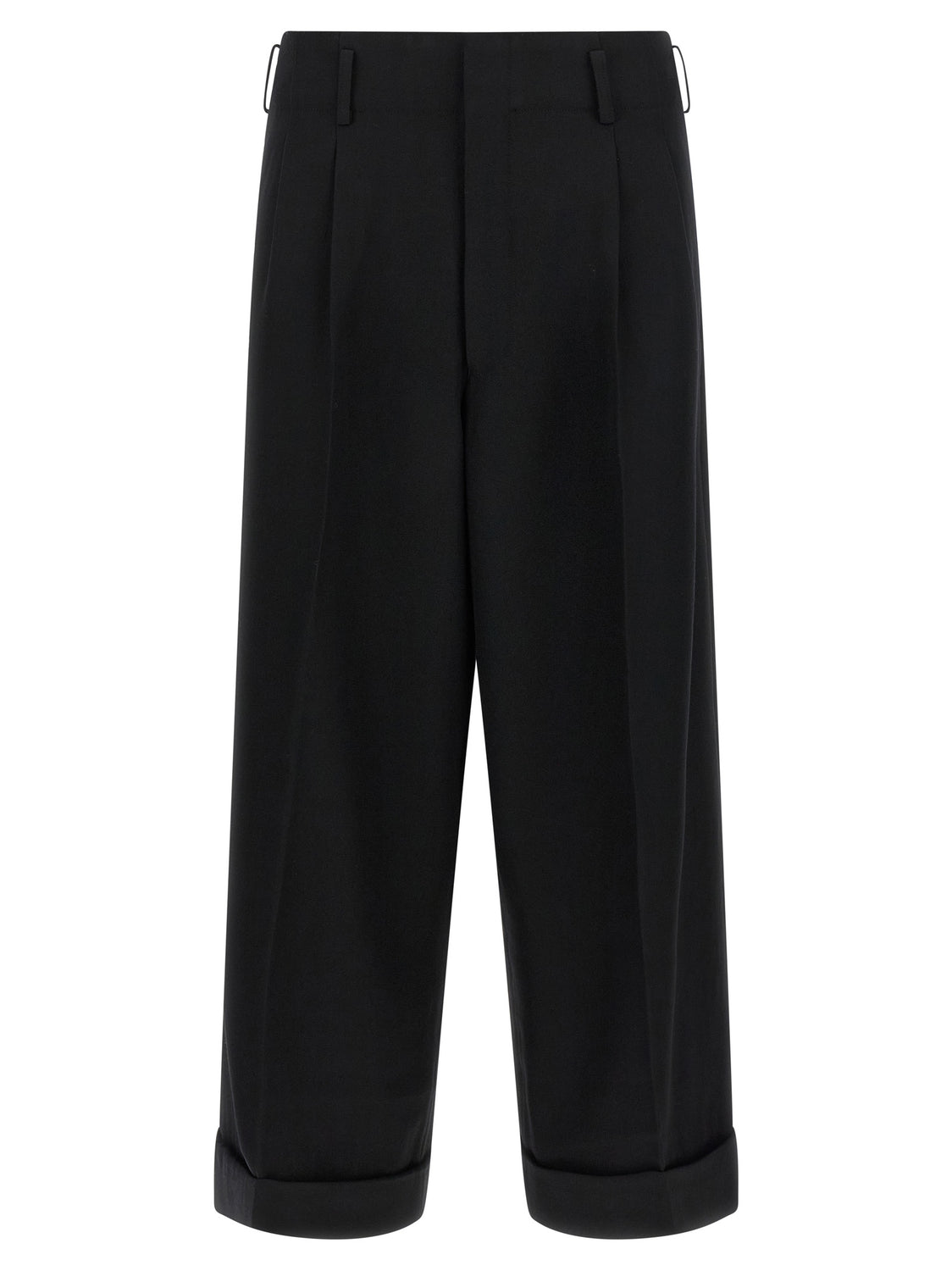 Black Wool Cropped Pants