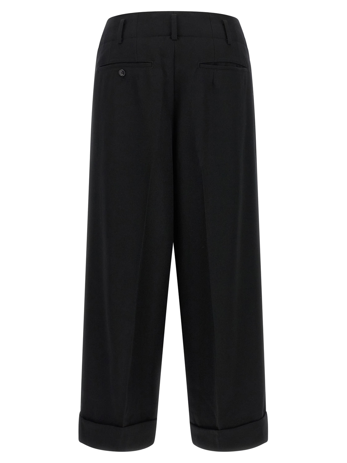 Black Wool Cropped Pants