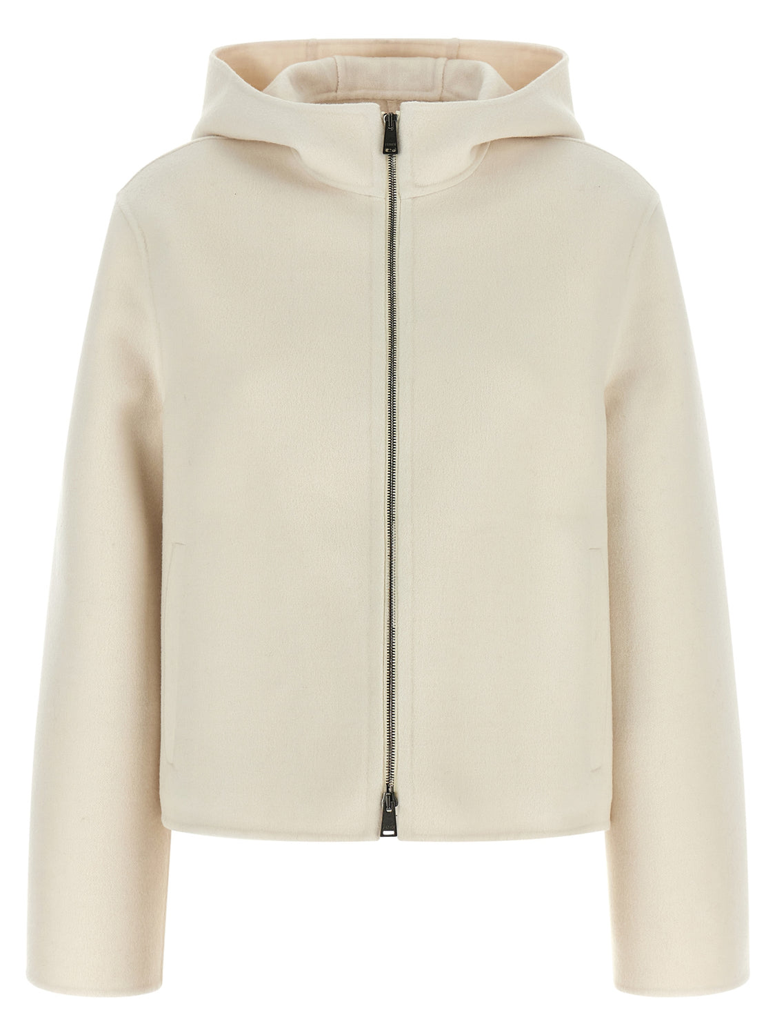 White Virgin Wool Full-Length Jacket
