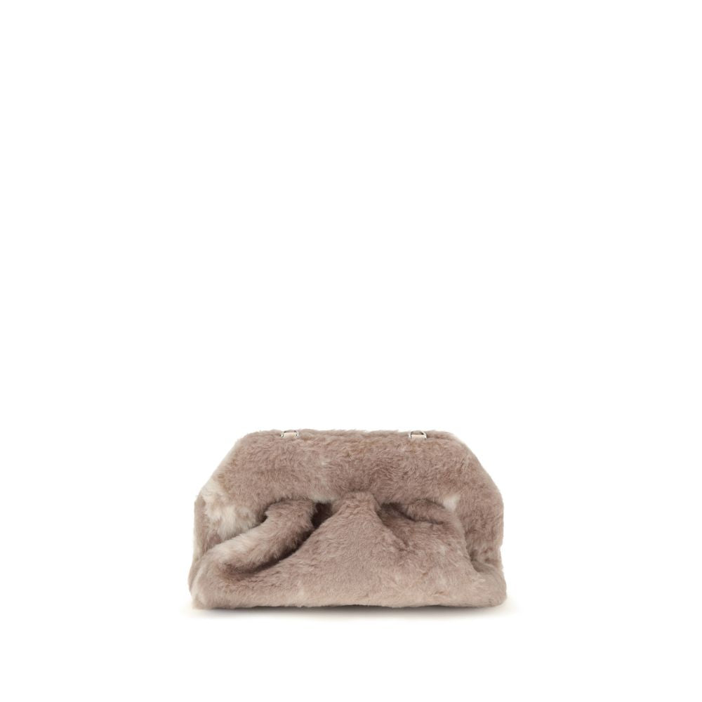 Beige Faux Fur Clutch Bag