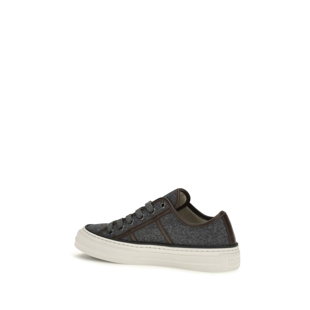 Gray Suede Leather Low Top Sneakers