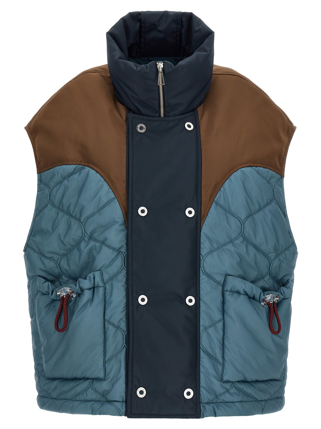 Blue Polyamide Sleeveless Jacket