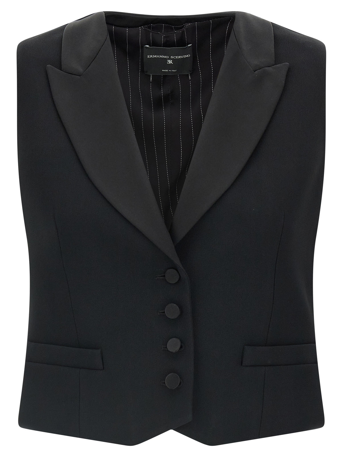 Black Viscose Sleeveless Jacket