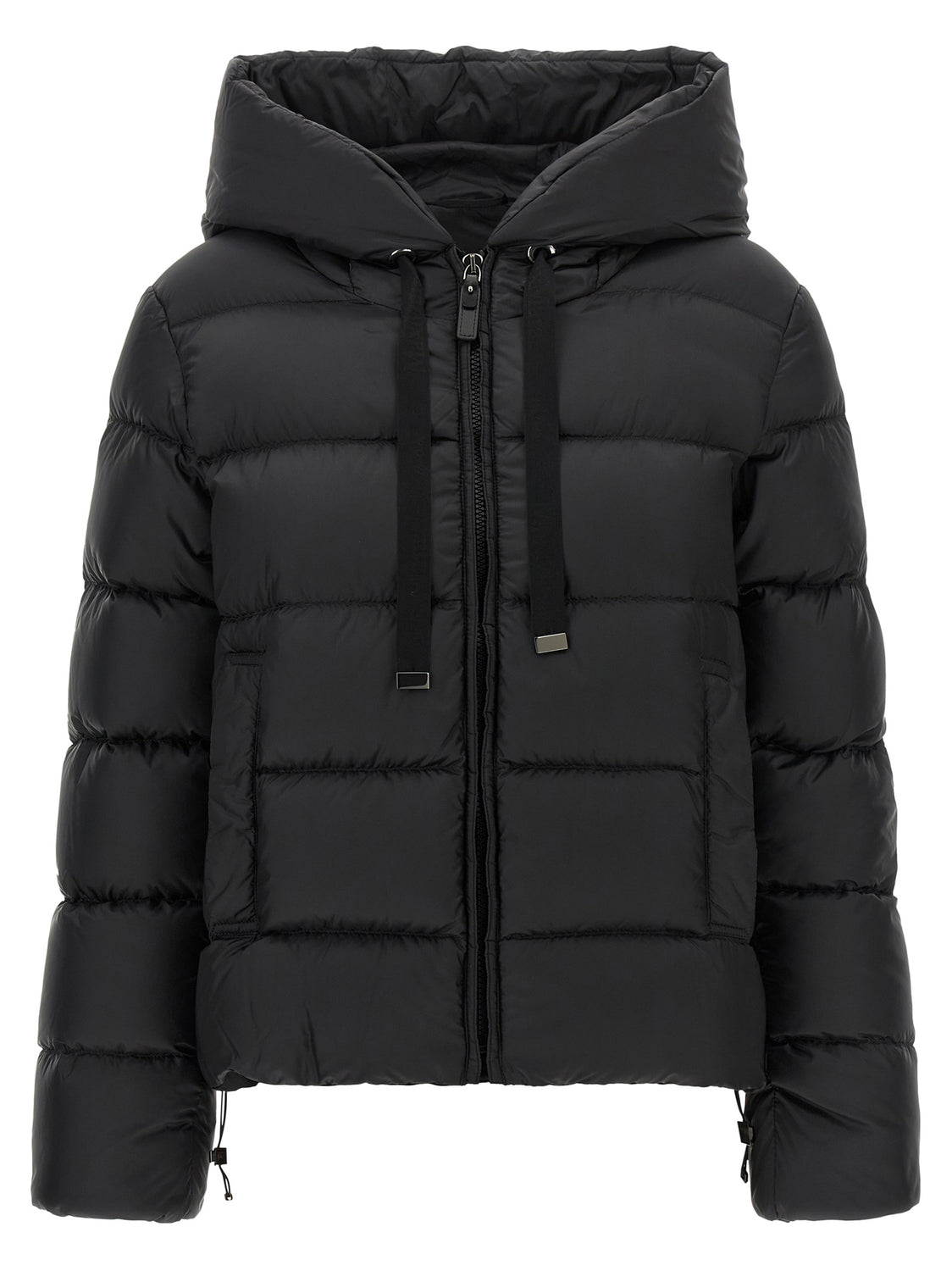 Black Polyester Full-Length Jacket