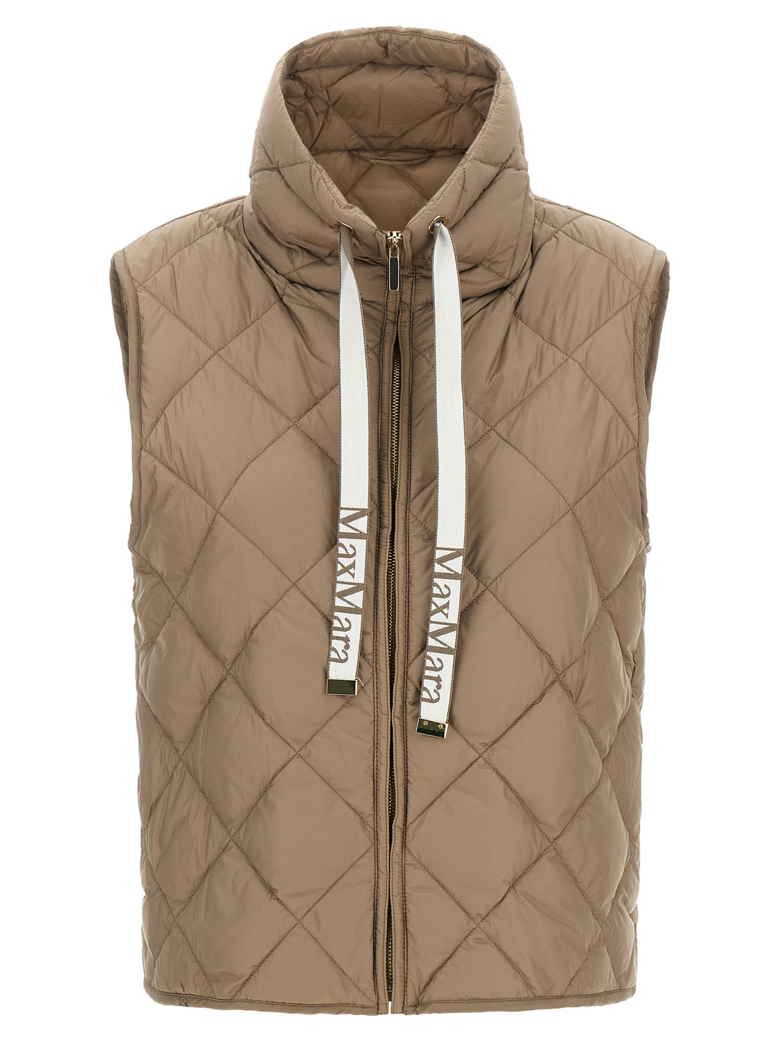 Beige Polyamide Sleeveless Jacket
