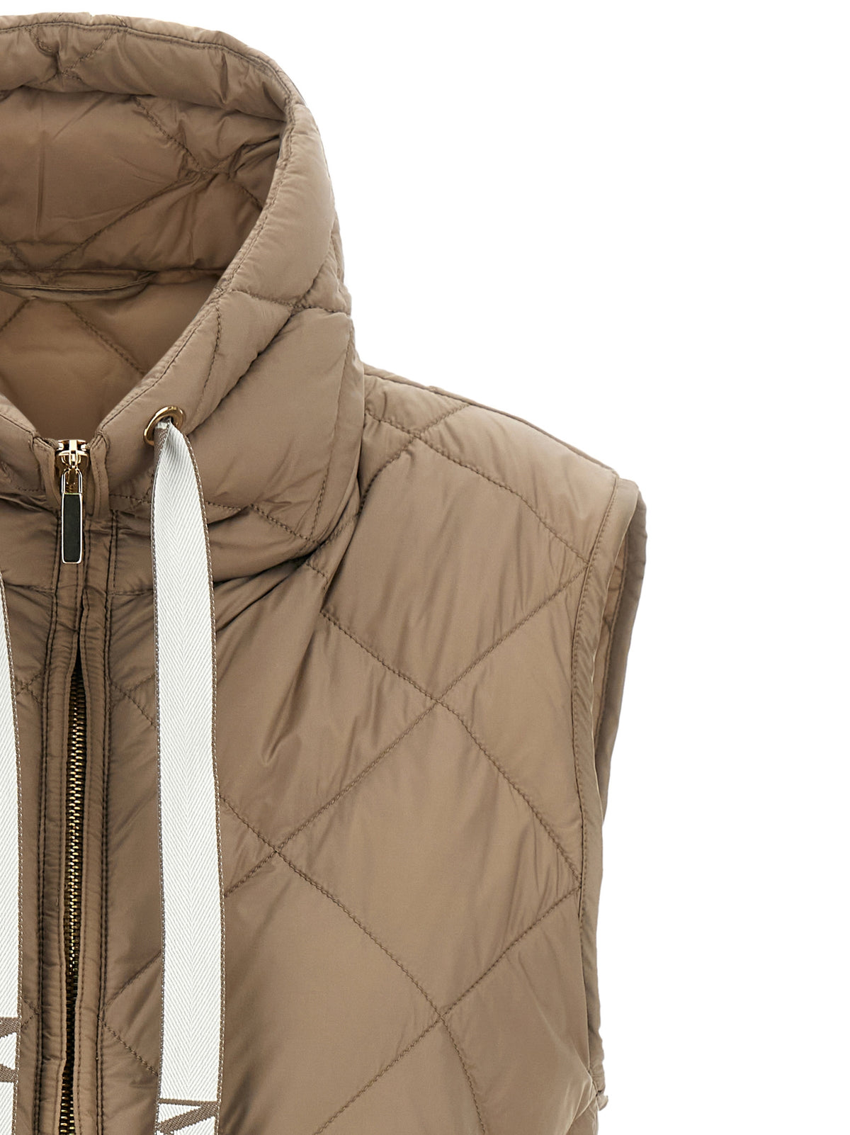 Beige Polyamide Sleeveless Jacket