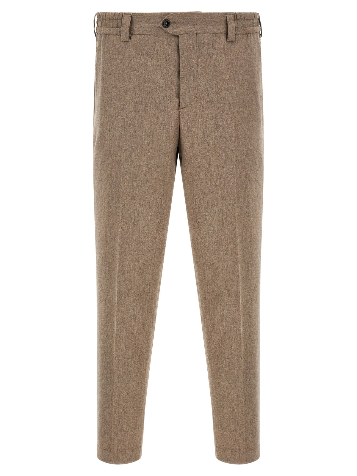 Beige Virgin Wool Casual Pants