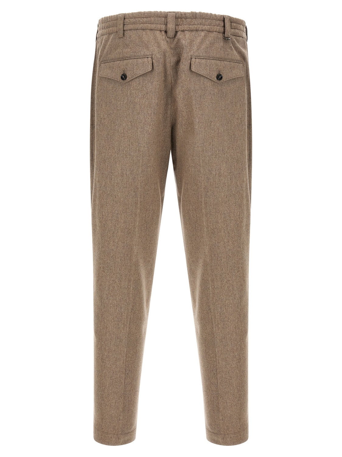 Beige Virgin Wool Casual Pants