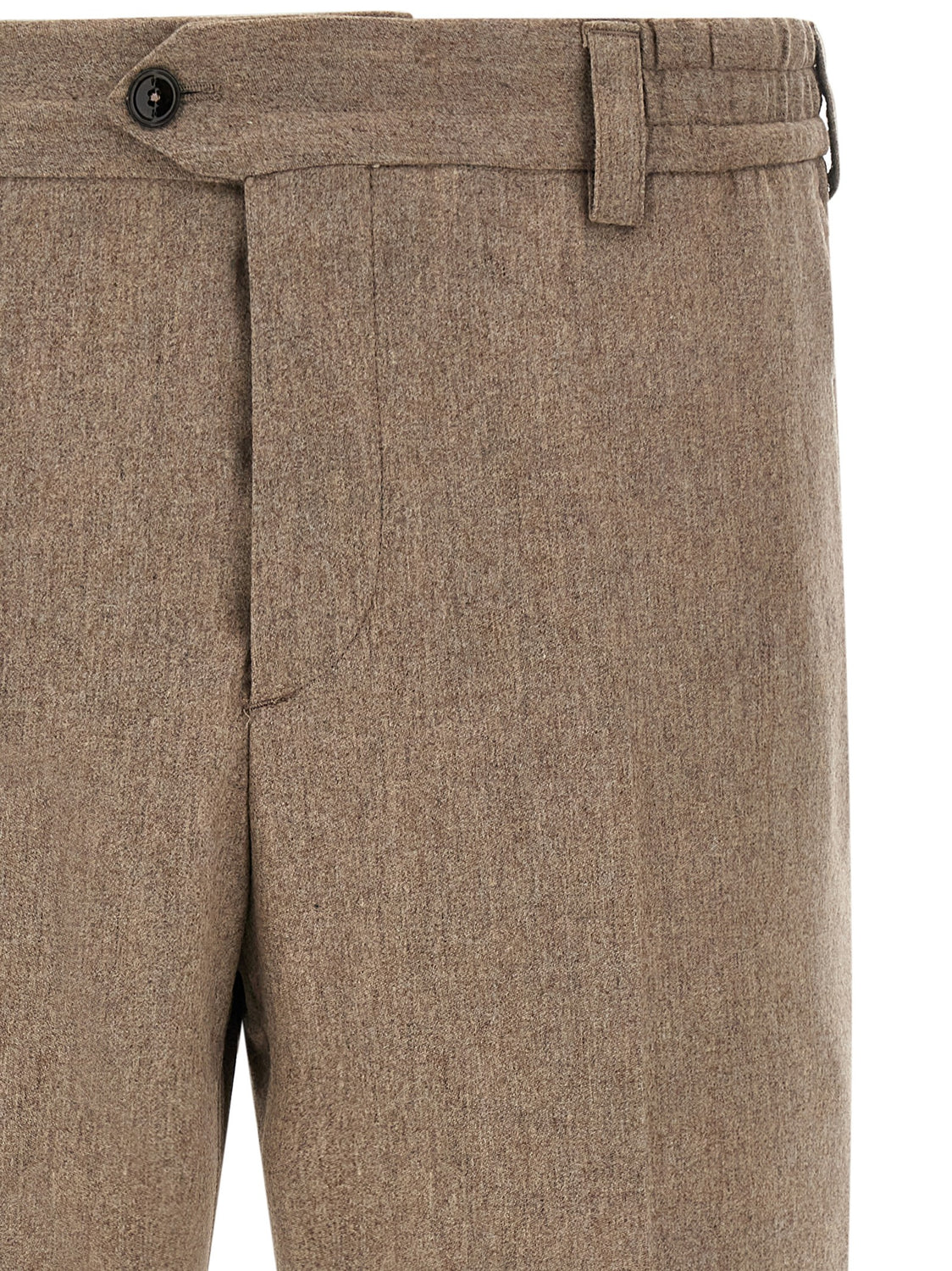 Beige Virgin Wool Casual Pants